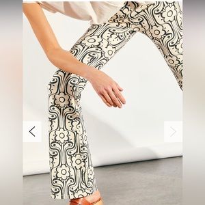 Free People Penny Pull On Flare Pants Navy Olive Combo